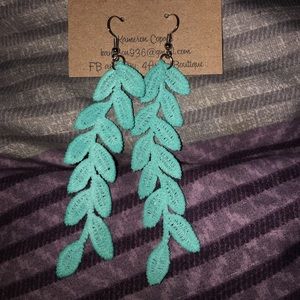 Beautiful light blue feather earrings